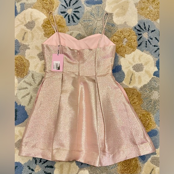 NWT Avec Les Filles Pleated Fit & Flare Mini Skater Mini Dress Simmer Pink - Picture 3 of 9